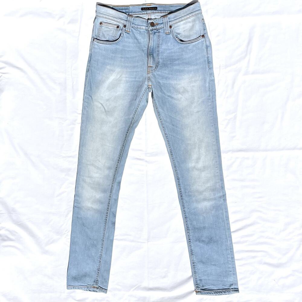 Nudie Jeans Lean Dean Cirrus Sky Men’s 30X32 Blue Jeans Organic